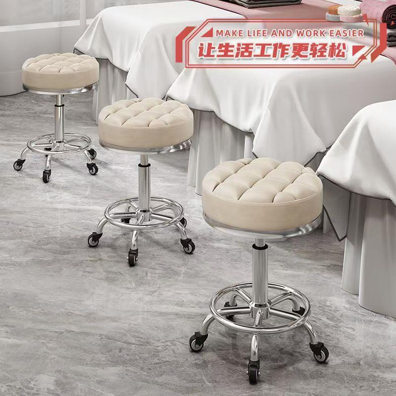美容美发凳子滑轮旋转升降凳子大工凳美甲圆凳理髲店转椅发廊专用