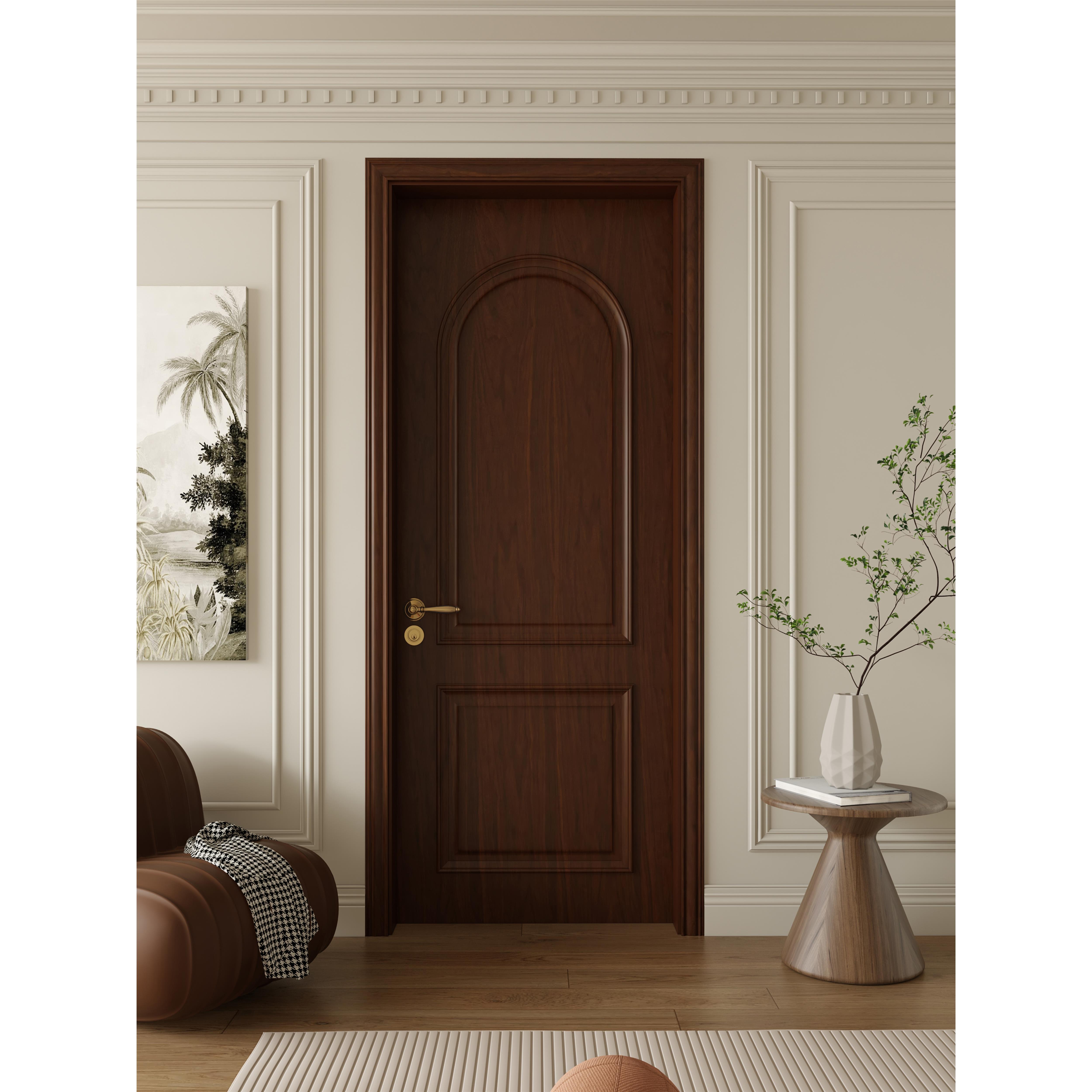 实木烤漆卧室胡桃木平开门新中式日式原木网红房间中古风室内门