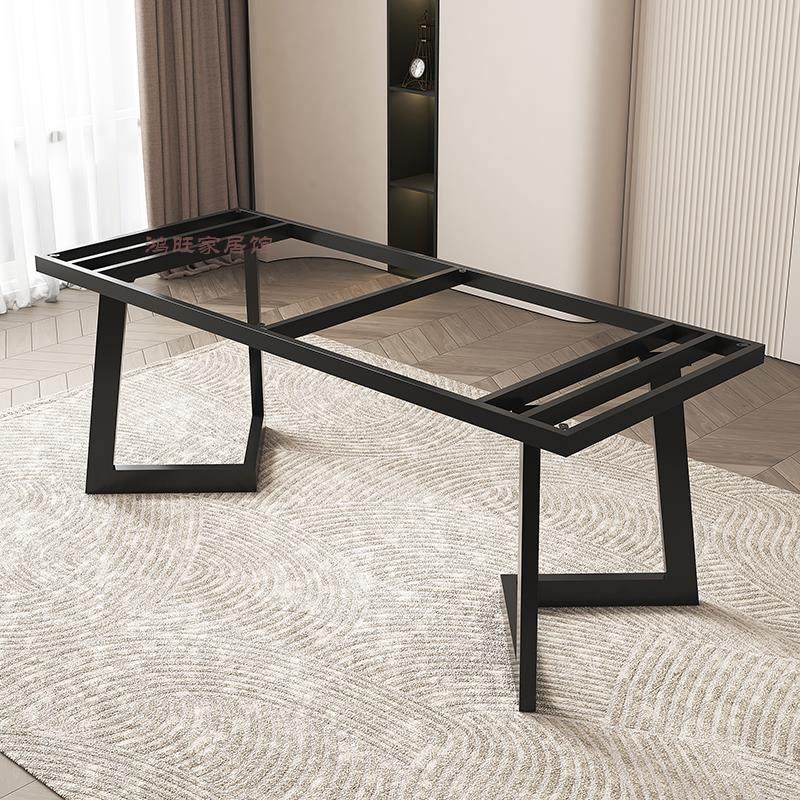 简约岩板桌腿支架瓷砖大理石餐桌脚底座办公桌桌脚金属桌子架支撑