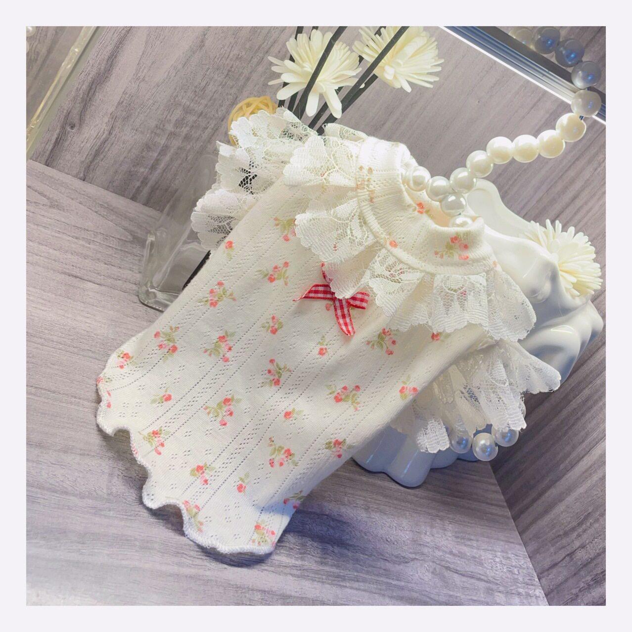 狗衣服狗狗打底衫纯棉弹力飞飞袖可爱小碎花清新小体宠物服装打底