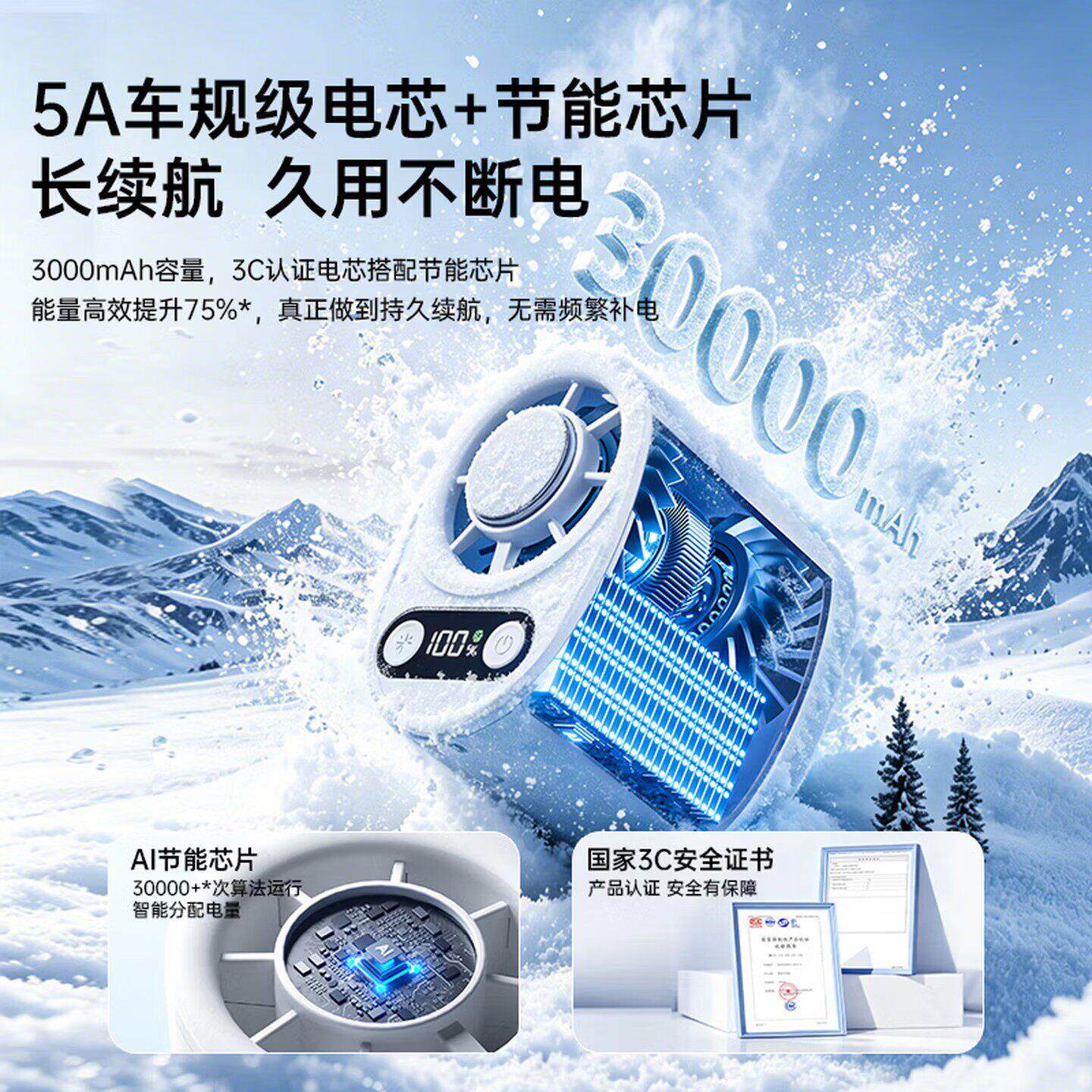 2026跨境新款冰敷挂腰风扇半导体制冷长续航桌面挂脖夹伞夹包风扇