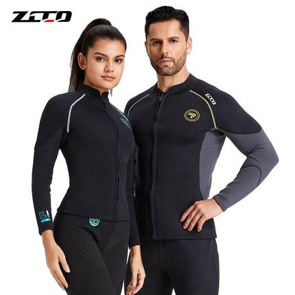 ZCCO1.5MM潜水服分体上衣长袖浮潜衣防寒保暖潜水衣大码冲浪衣