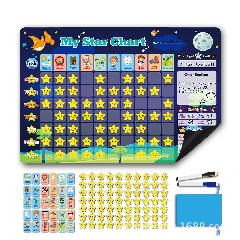 厂家直销英文儿童磁性习惯行为养成自律表奖励冰箱贴reward chart