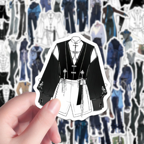 134张新款oc免服男服装设计贴纸二次元oc人设服饰创意diy手账桌面