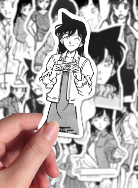108张爆款动漫名侦探柯南毛利兰贴纸ins风黑白穿搭爆款手账本贴画