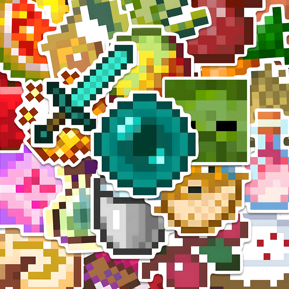 100张我的世界素材周边贴纸人气游戏马赛克素材diy手机壳笔记本