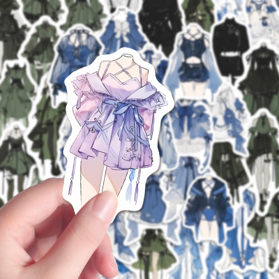 200张服设手绘贴纸服装设计oc二次元服饰美术绘画素材参考diy贴画