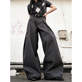 弯刀裤 YGAN老钱风A字打褶西裤 男女cleanfit休闲宽松垂感阔腿裤 子