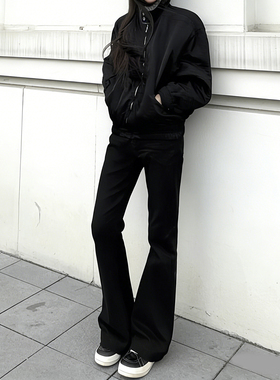 YGAN巴黎bootcut黑色弯刀微喇牛仔裤男女直筒修身显瘦646版型裤子