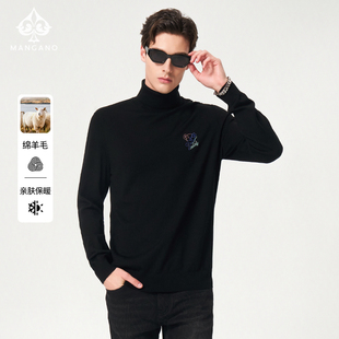 【100%绵羊毛】曼加龙2025秋冬新款时尚半高领男士毛衣休闲针织衫