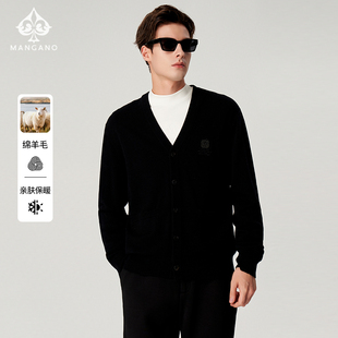 【纯羊毛】Mangano曼加龙 秋冬季新款刺绣针织开衫毛衣外套男款