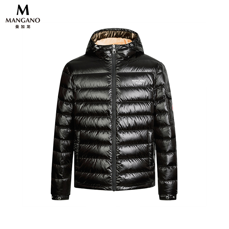 mangano轻薄鹅绒连帽羽绒服男
