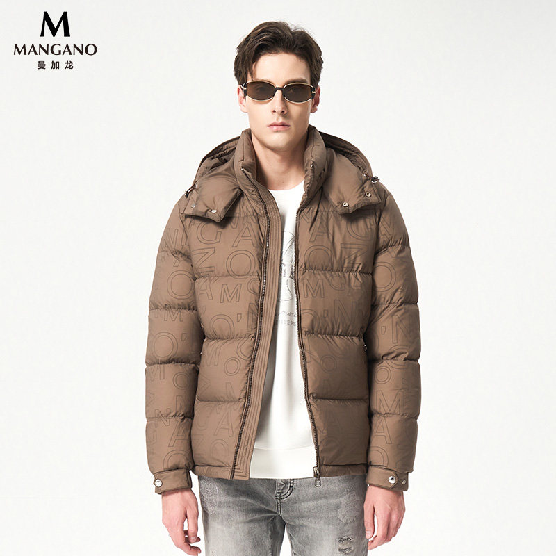 【90白鸭绒】Mangano曼加龙 冬季新款连帽羽绒服男士加厚保暖外套