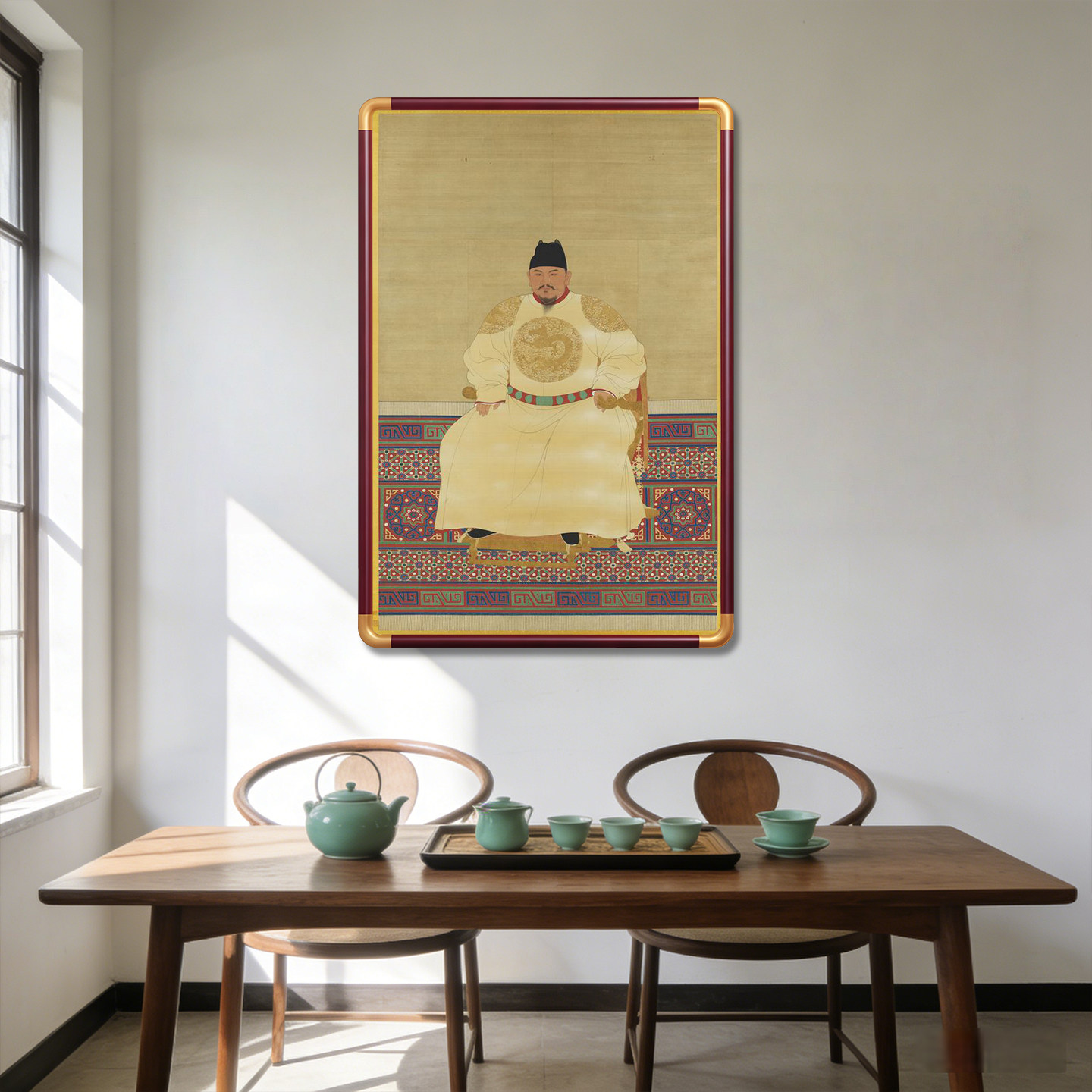 明朝皇帝挂画像明太祖朱元璋明成祖朱棣朱瞻基客厅茶室实木装饰画