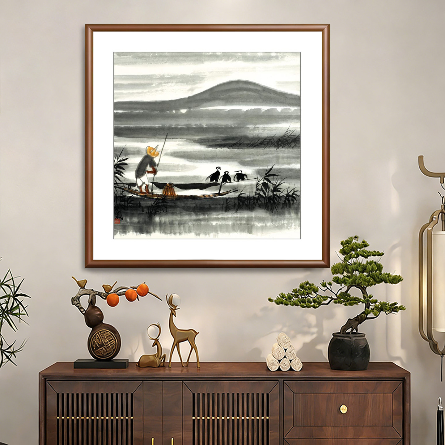新中式水墨国画客厅书房茶室山水风景挂画客厅玄关餐厅禅意装饰画