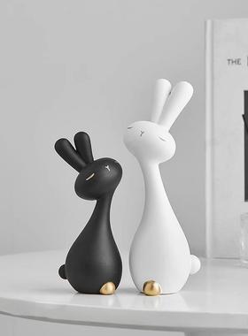 客厅摆件高档电视柜桌面兔子装饰品艺术家居饰品轻奢高级感小众