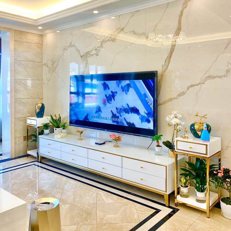 2025新款轻奢电视柜茶几组合客厅现代简约高级感白色小户型套装