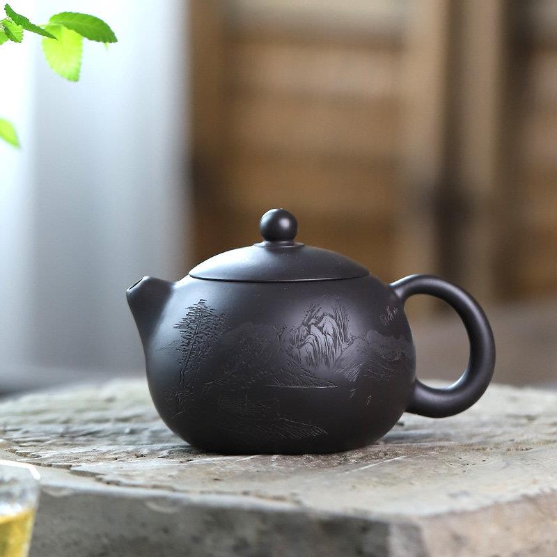 倒把西施宜兴紫砂壶单壶捡漏全纯手工球孔茶具黑泥套装正宗泡茶壶