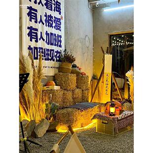 。天然乾草垛装饰婚礼布置圆形草堆稻草沙发凳农场露营氛围草墩成