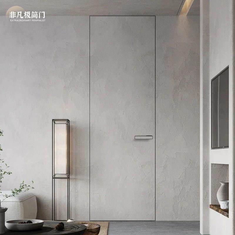 隐形门暗门铝木门定制极简门无框卧室极窄房间一门到顶隐框涂料门
