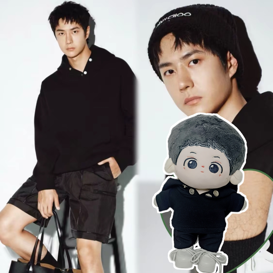 现货10cm/20cm王一博同款纯色卫衣棉花娃娃娃衣玩偶时尚套装定制