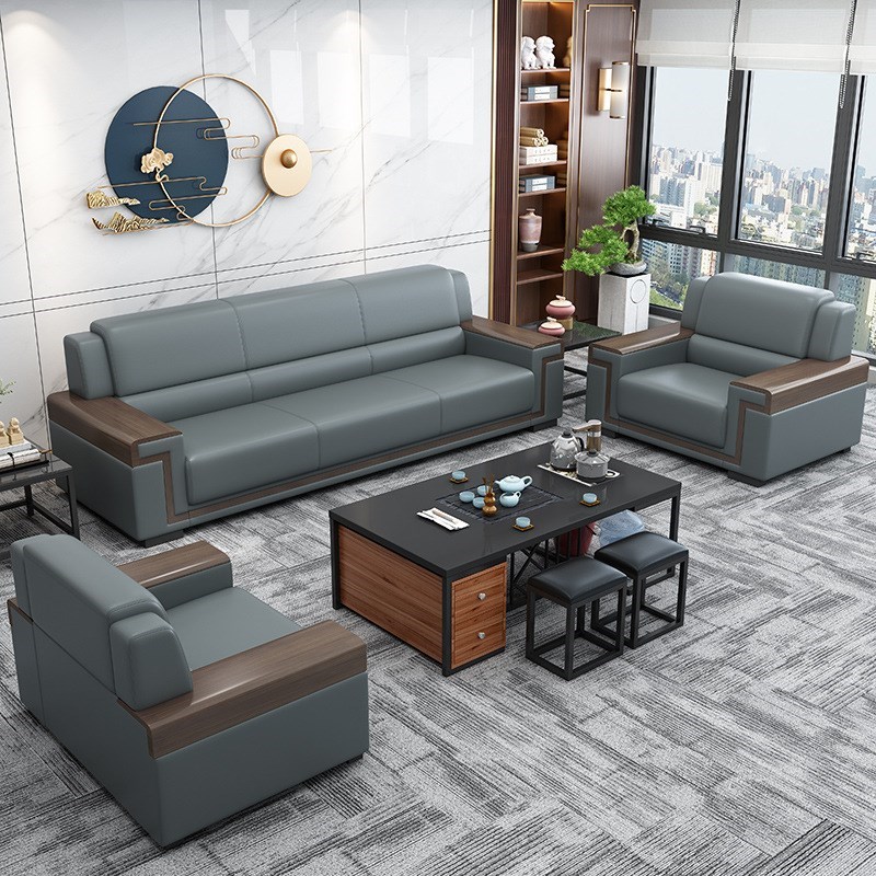 办公室沙发现g代简约商务接待会客新中式休闲商用办公沙发茶几套