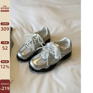 休闲运动鞋 Chio2nd南风 新款 女增高珍珠蕾丝仙女风老爹鞋 子 德训鞋