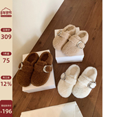 毛毛拖鞋 Chio2nd南风 4CM增高勃肯鞋 女外穿2025超火泰迪绒面包拖