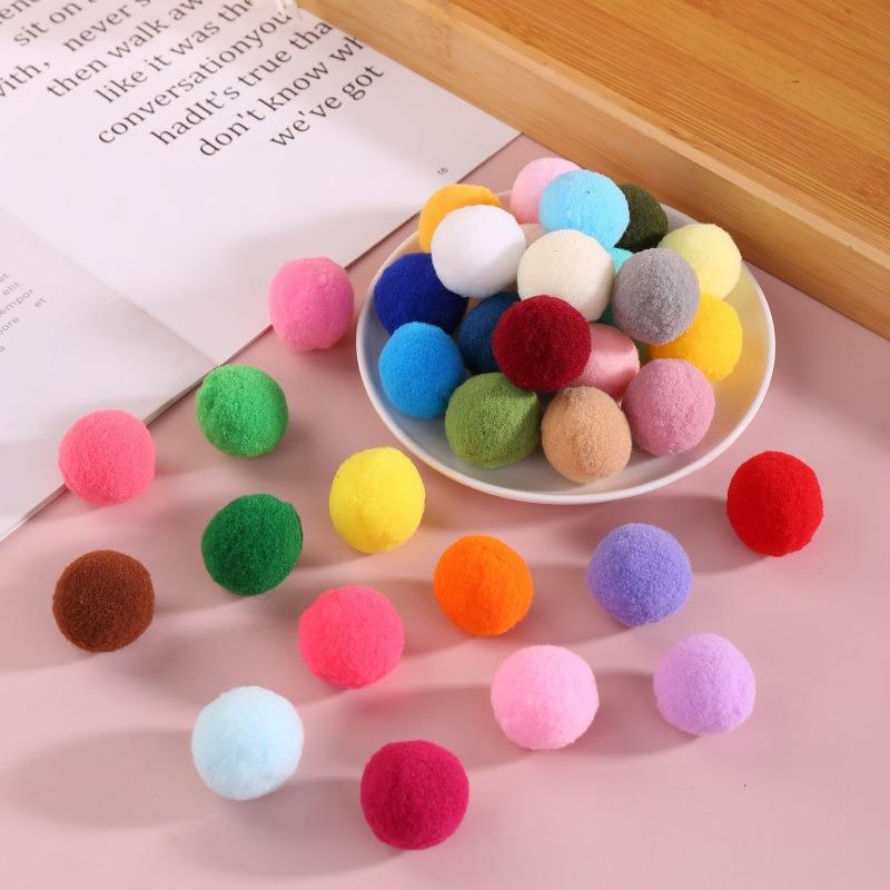 跨境现货高弹毛球手工diy材料涤纶小毛球服装辅料彩色毛绒球
