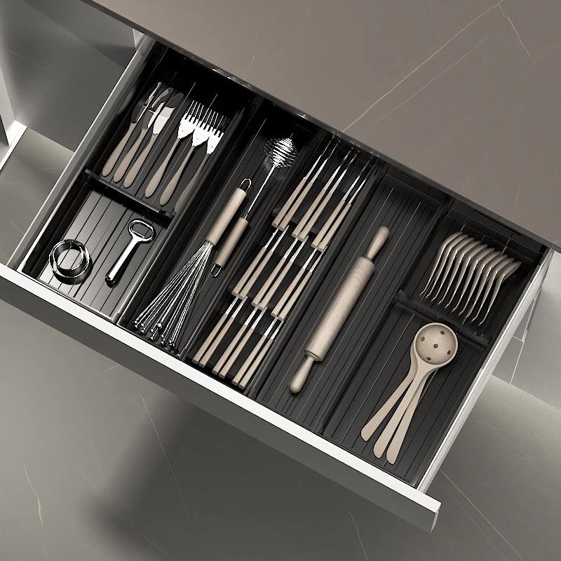 厨房抽屉收纳分隔内置橱柜内碗碟收纳架碗筷盘子收纳盒餐具放碗架