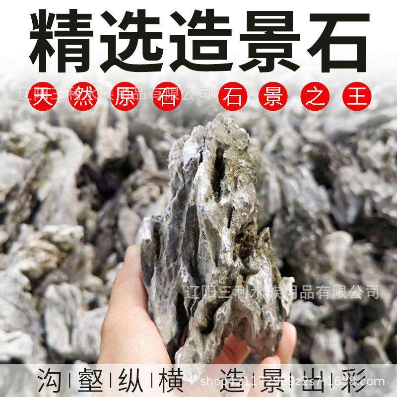 青龙石酸洗鱼缸造景石松皮石造景套餐精品原石假山装饰小块大块石