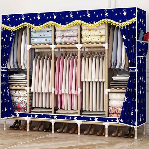 简易衣柜实木布衣柜收纳架组装衣橱单双人大号加厚无纺布折叠柜子