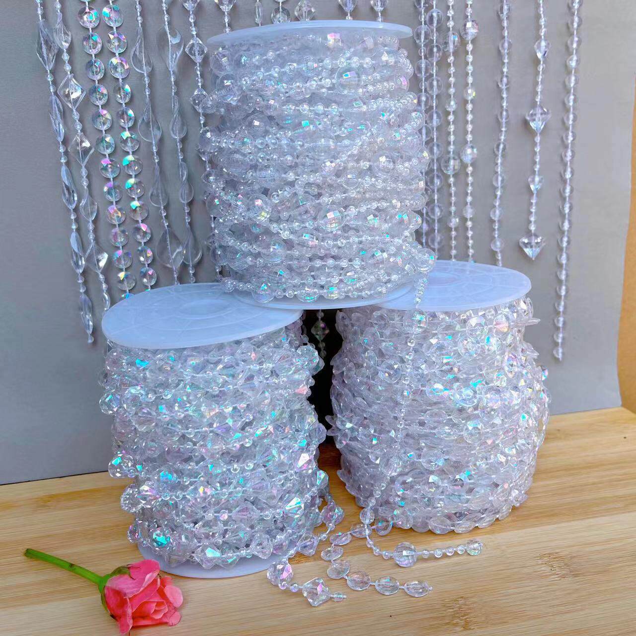 亚克力珠帘线帘婚庆路引水晶串婚礼现场舞台吊顶装饰DIY门帘隔断