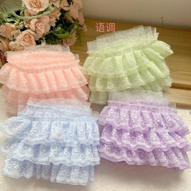 13cm多色三层雪纺褶皱蕾丝花边diy服装裙摆窗帘装饰辅料DIY