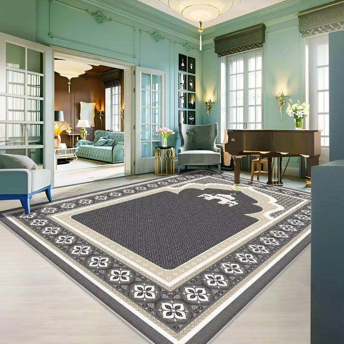 跨境土耳其地毯客厅耐脏易打理茶几垫隔凉防滑垫天津崔黄口地毯