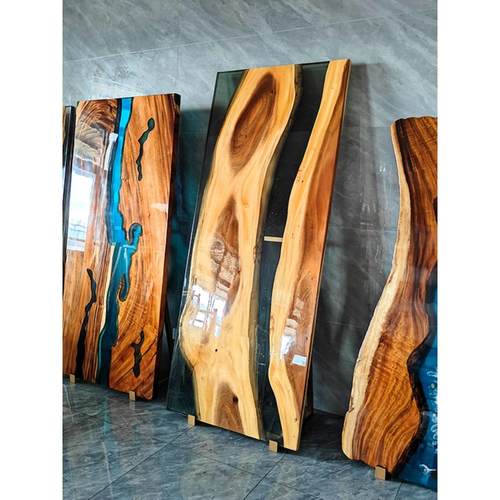 环氧树脂河桌实木大板轻奢茶几桌桌面餐桌冰川裂云茶几