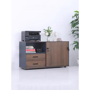 低柜储物柜文件桌侧柜木制侧柜三抽屉移动可锁存储办公室打印机柜