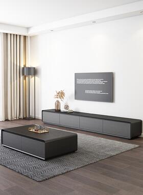 黑色和灰色电视柜咖啡桌组合斯堪的纳维亚实木客厅家庭现代简单的