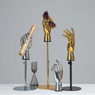 手模道具服装店橱窗陈列展示高档电镀金色银色假手模型关节手摆件