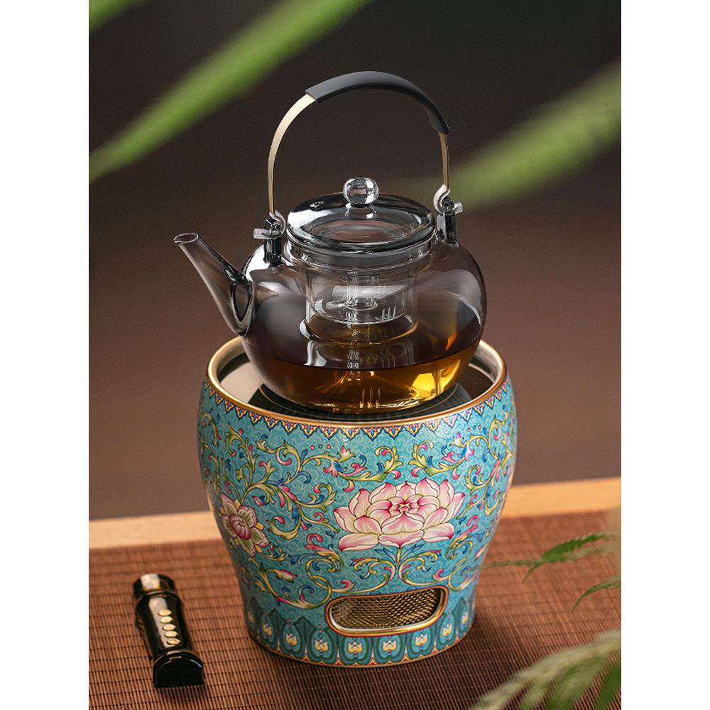 莺歌烧电陶炉煮茶器家用煮茶炉珐琅彩小型陶瓷烧水煮茶壶专用茶具