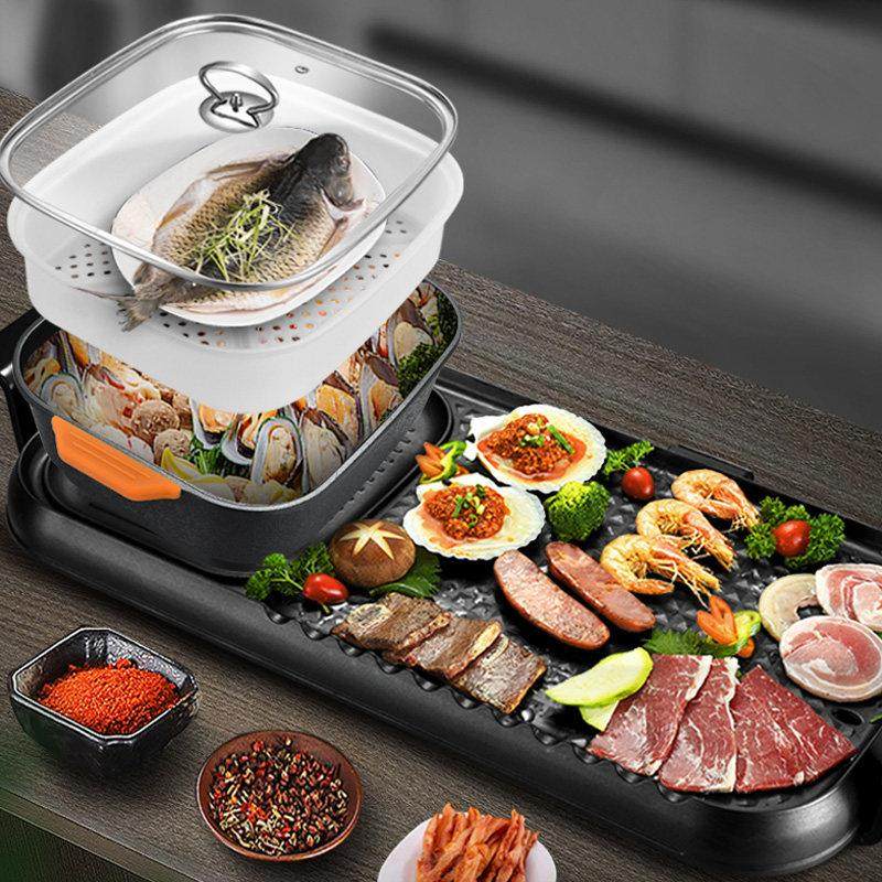 麦饭石鸳鸯火锅烧烤一体锅烤鱼炉家用无烟烤肉机电烤盘涮烤刷炉,厨房/烹饪用具,烧烤炉,淘宝优惠券,粉丝福利购,淘宝优惠卷
