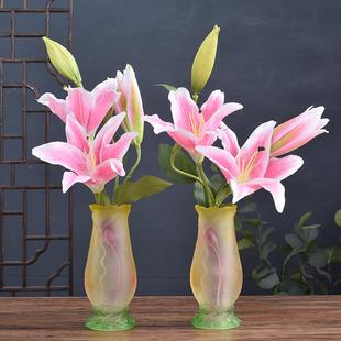 水琉璃供佛花瓶一对观音花瓶供佛花佛前家用寺庙插花莲花佛台佛堂