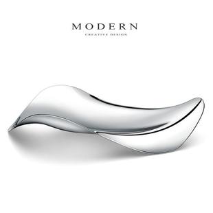 摩登MODERN欧式现代创意不锈钢干水果盘碟轻奢风家居客厅茶几摆件