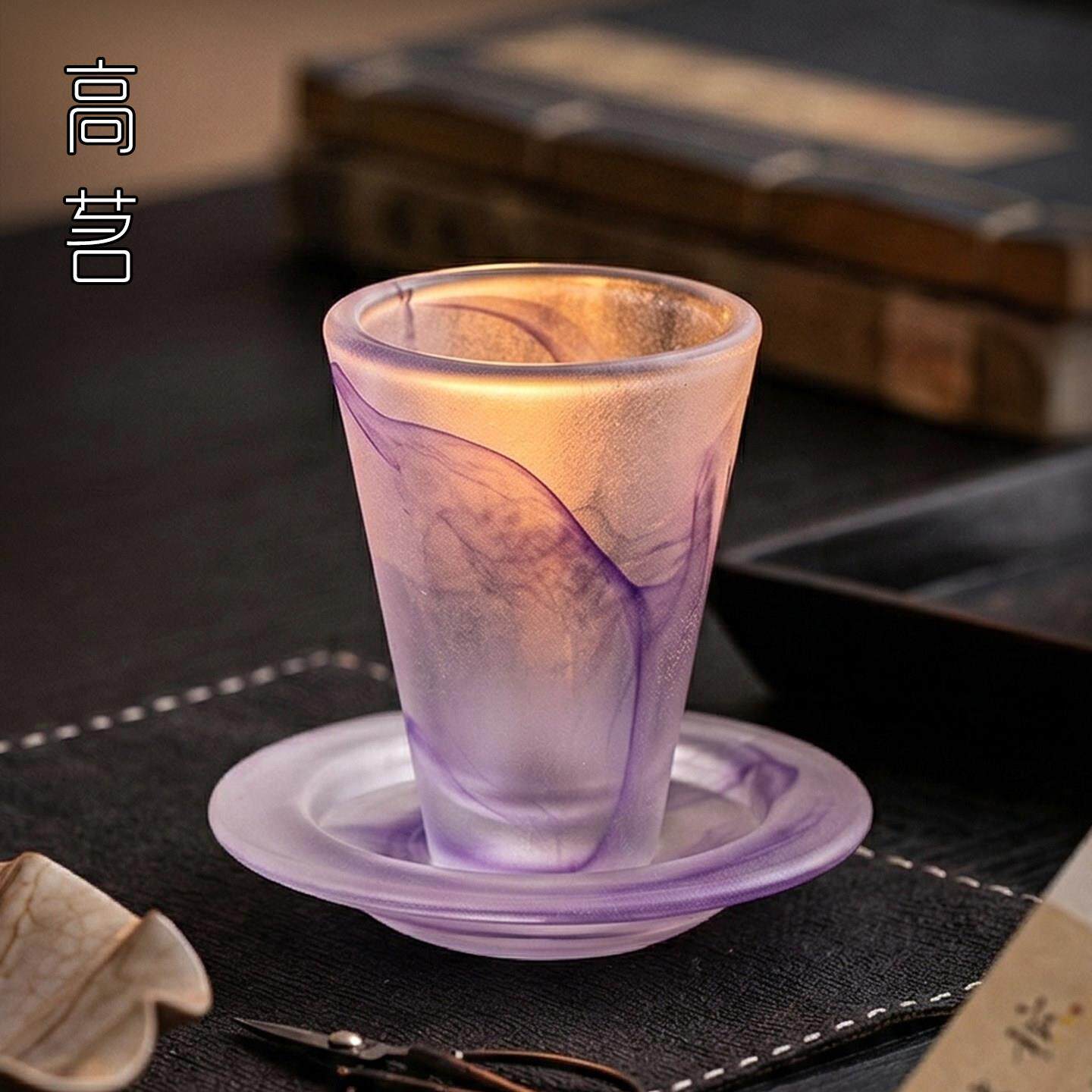 高档琉璃主人杯带杯垫高颜值小茶杯女士个人专用喝茶品茗杯单杯子图片