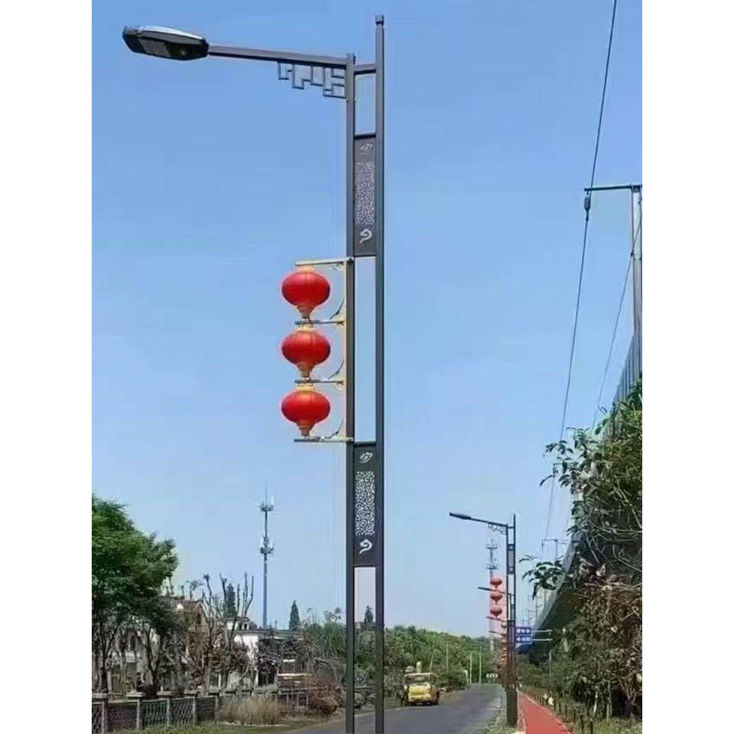 海南led彷古中式民族太阳能路灯杆6米8米户外定制印花藏族苗族路