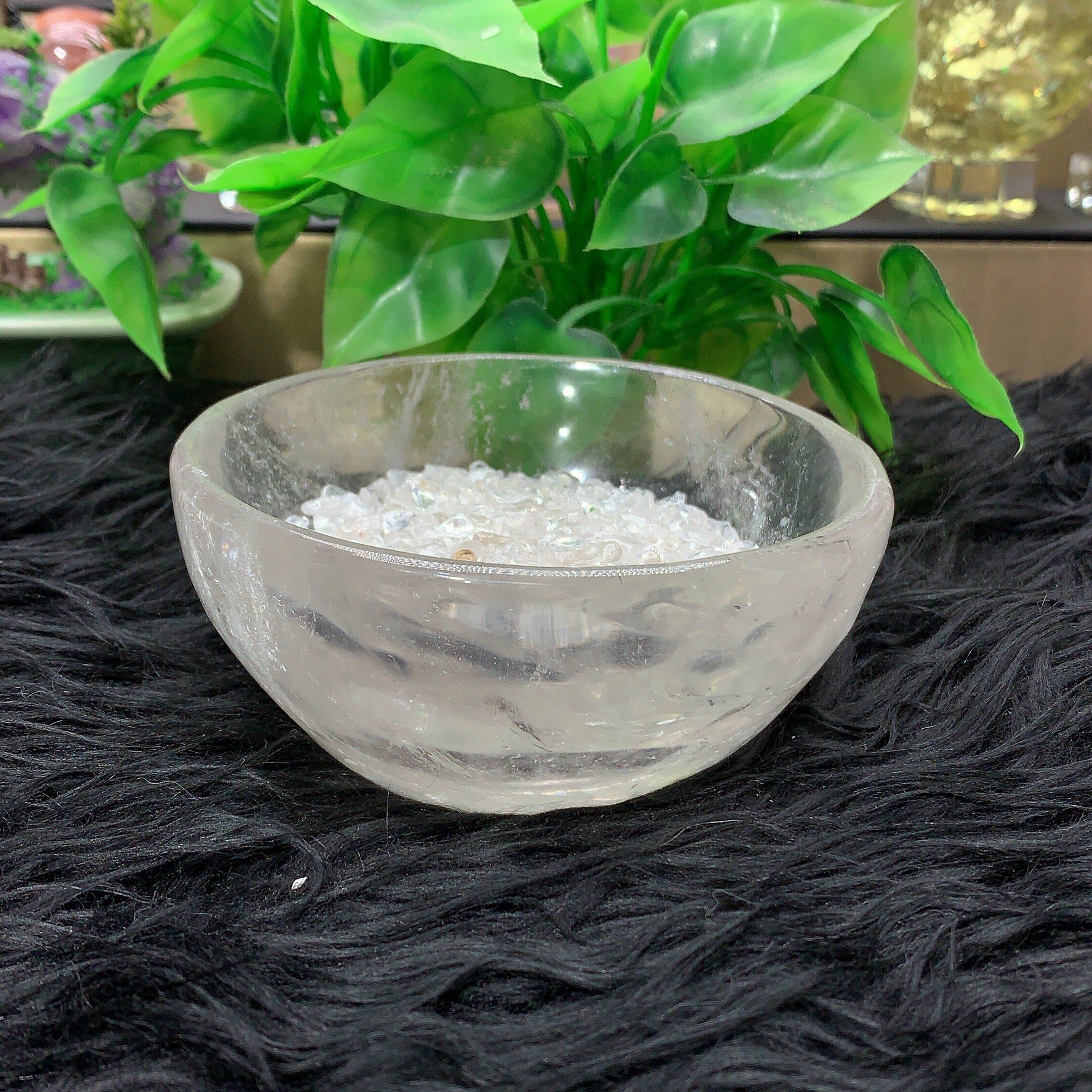 天然白水晶碗摆件装饰品聚宝盆水晶碗家居装饰品把玩水晶消磁碗3