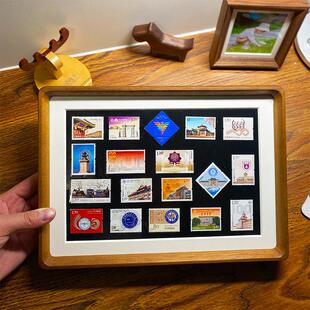 邮票展示相框实木邮票收藏册diy框架画 画框装裱框树将军文化馆摆