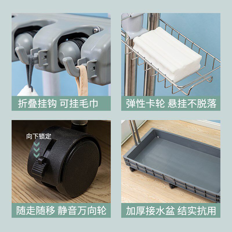 可移动不锈钢落地式挂钩拖把架扫挂钩/粘钩