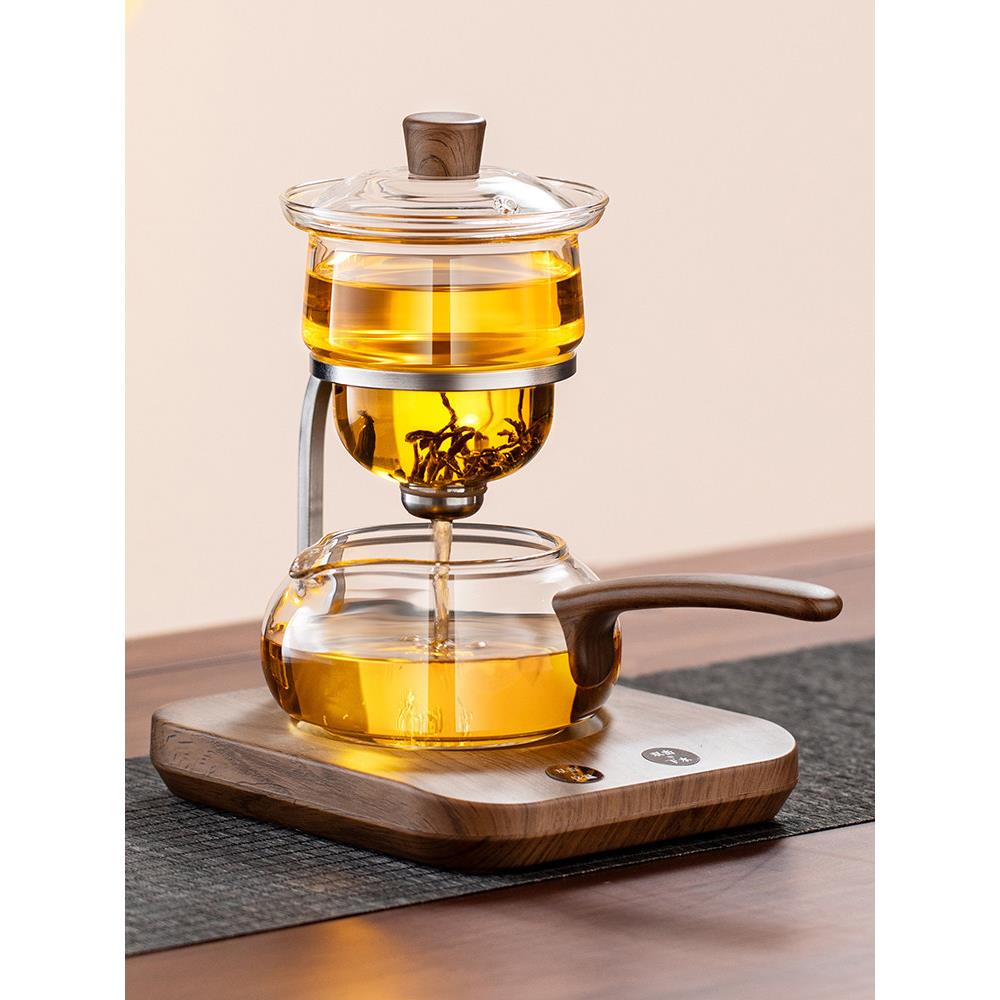 茶方圆新款带保温懒人泡茶器智能底座一键过滤茶水分离壶耐热玻璃