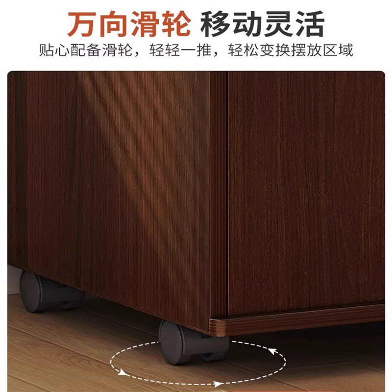办公室文件柜木质带锁储物柜床头柜加宽卧室家用带轮小桌子带抽屉